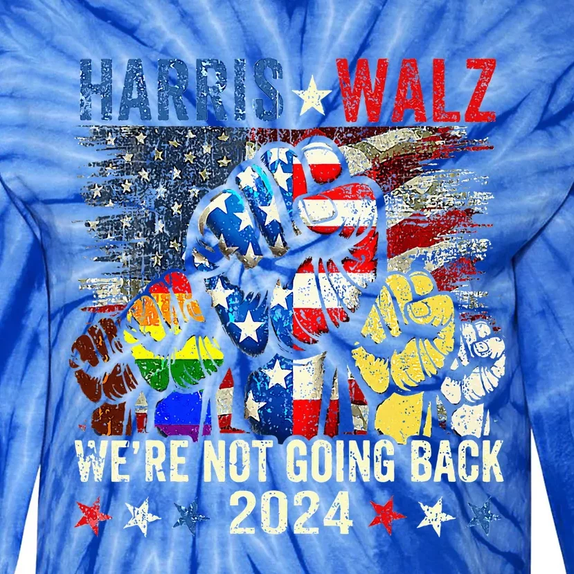 Harris Walz 2024 Kamala Harris 2024 Tim Walz 2024 Usa Flag Tie-Dye Long Sleeve Shirt