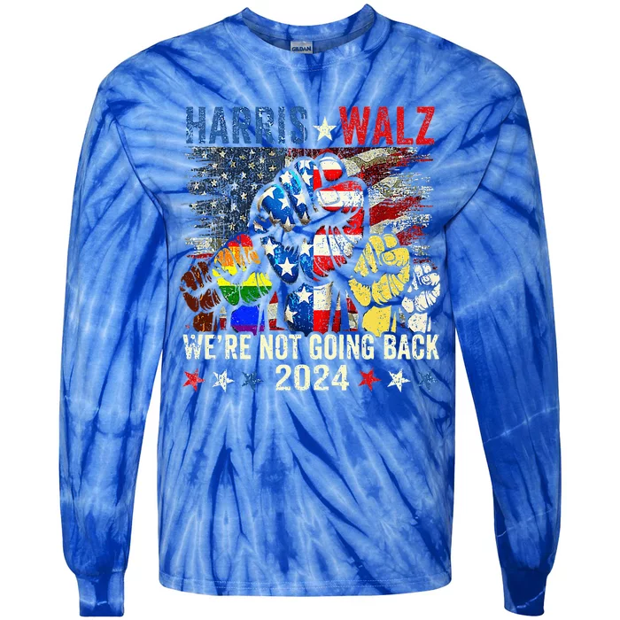 Harris Walz 2024 Kamala Harris 2024 Tim Walz 2024 Usa Flag Tie-Dye Long Sleeve Shirt