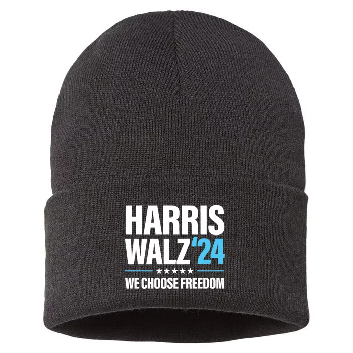 Harris Walz 2024 Kamala Harris Tim Walz President 24 Sustainable Knit Beanie