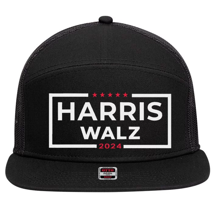 Harris Walz 2024 Tim Walz Kamala Harris Usa Election Apparel 7 Panel Mesh Trucker Snapback Hat