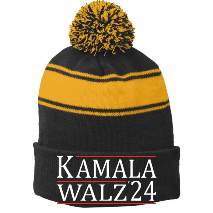 Harris Waltz 2024 Kamala Harris Tim Waltz 2024 Stripe Pom Pom Beanie