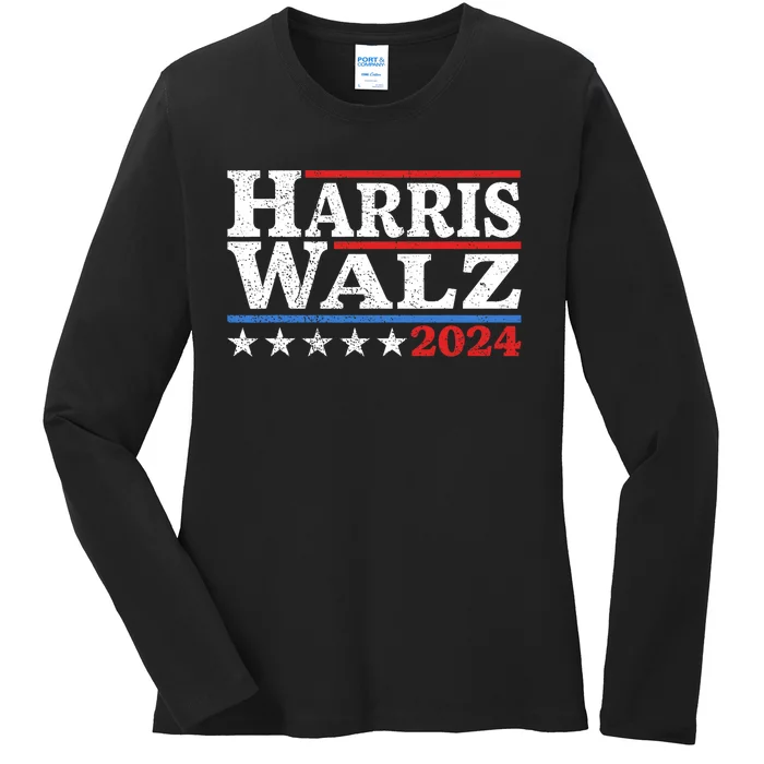 Harris Walz 2024 Election Kamala Harris Tim Waltz 2024 Pro Kamala Ladies Long Sleeve Shirt