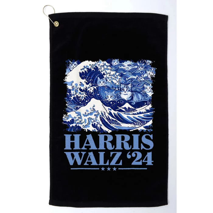 Harris Waltz 2024 Cute Wave Of Blue Cats For Kamala Harris Gift Platinum Collection Golf Towel