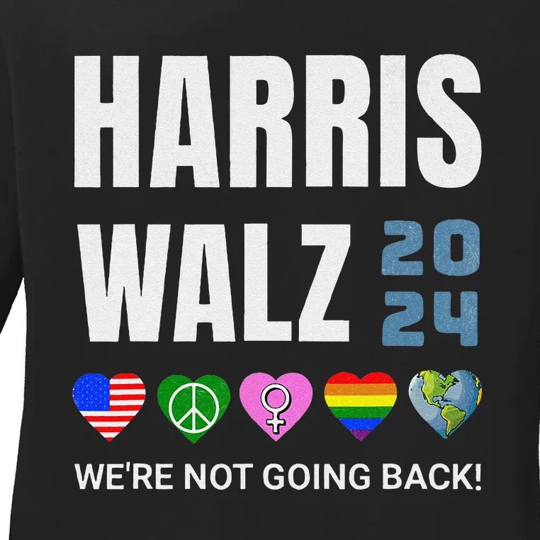 Harris Walz 2024 Not Going Back Rights Lgbtq Vote Ladies Long Sleeve Shirt