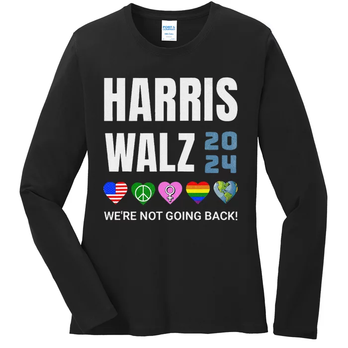 Harris Walz 2024 Not Going Back Rights Lgbtq Vote Ladies Long Sleeve Shirt