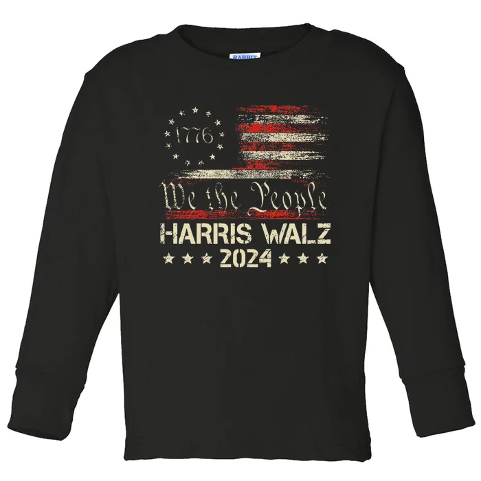 Harris Waltz 2024 Election Kamala Harris Tim Waltz 2024 Gift Toddler Long Sleeve Shirt