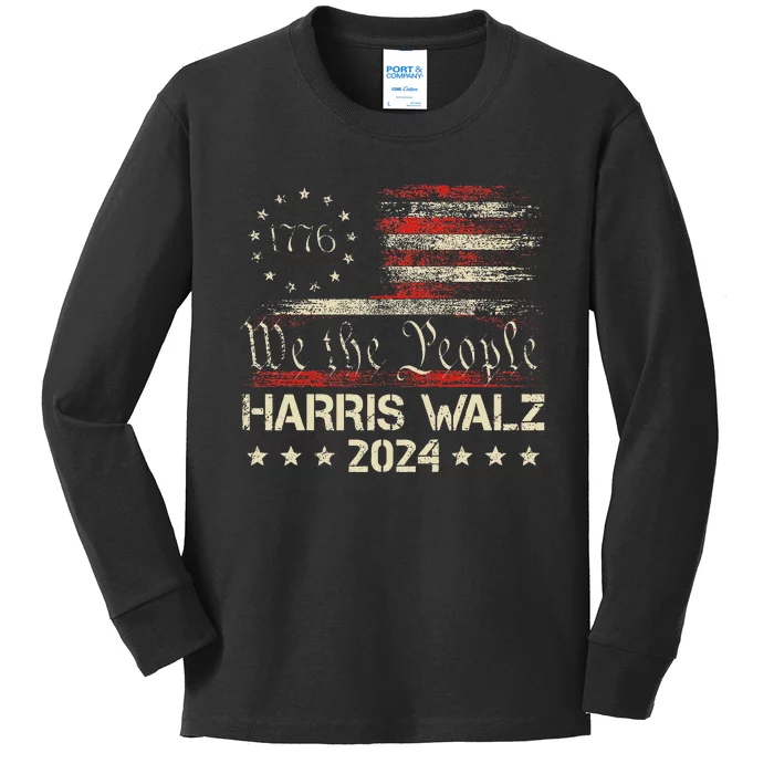 Harris Waltz 2024 Election Kamala Harris Tim Waltz 2024 Gift Kids Long Sleeve Shirt