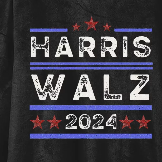 Harris Walz 2024 Harris For President Vote For Kamala Hooded Wearable Blanket