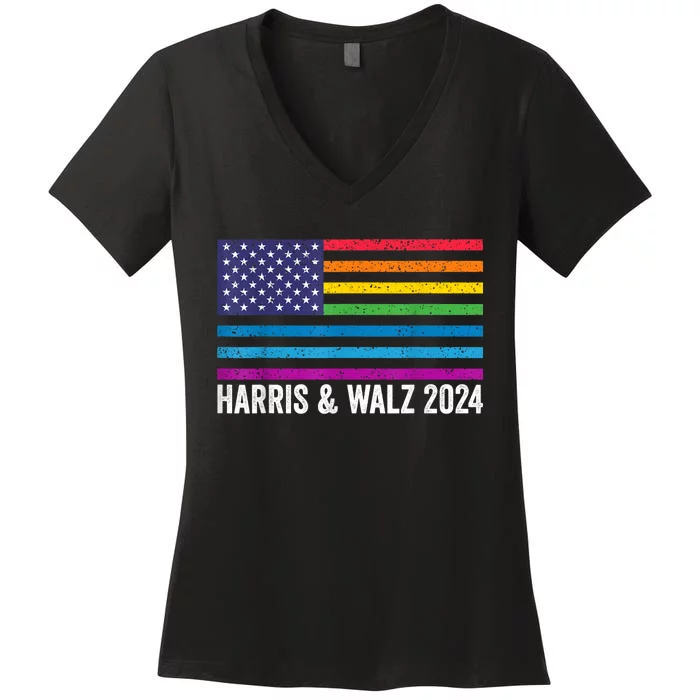 Harris Waltz 2024 Election Kamala Harris Tim Waltz 2024 Patriotic Colors Women's V-Neck T-Shirt