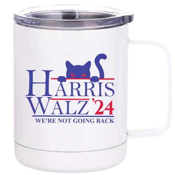 Harris Waltz 2024 WeRe Not Going Back Funny Cat Lady Front & Back 12oz Stainless Steel Tumbler Cup