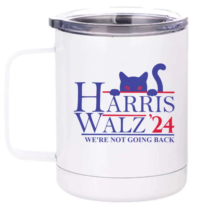 Harris Waltz 2024 WeRe Not Going Back Funny Cat Lady Front & Back 12oz Stainless Steel Tumbler Cup