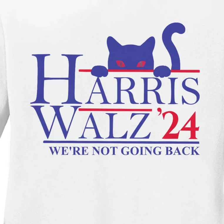 Harris Waltz 2024 WeRe Not Going Back Funny Cat Lady Ladies Long Sleeve Shirt