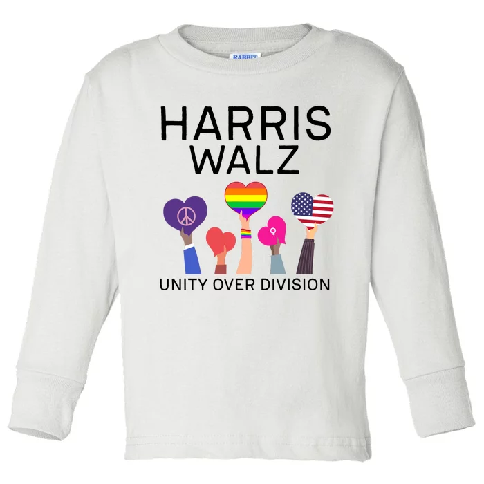 Harris Walz 2024 Unity Over Division Harris Walz 2024 Toddler Long Sleeve Shirt