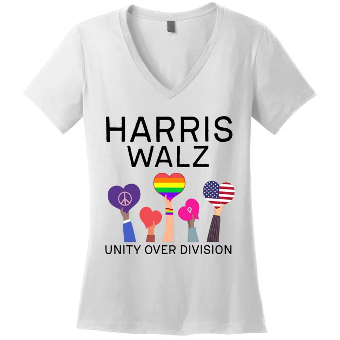 Harris Walz 2024 Unity Over Division Harris Walz 2024 Women's V-Neck T-Shirt