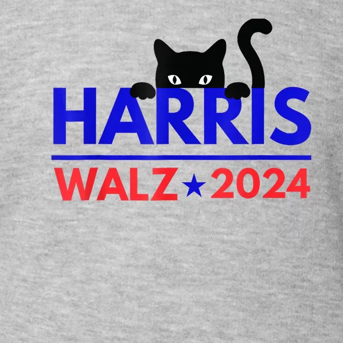 Harris Walz 2024 Funny Cat Election Kamala Harris Tim Waltz Toddler Sweatshirt