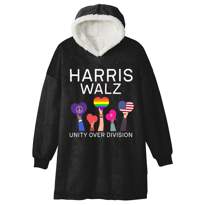 Harris Walz 2024 Unity Over Division Harris Walz 2024 Hooded Wearable Blanket