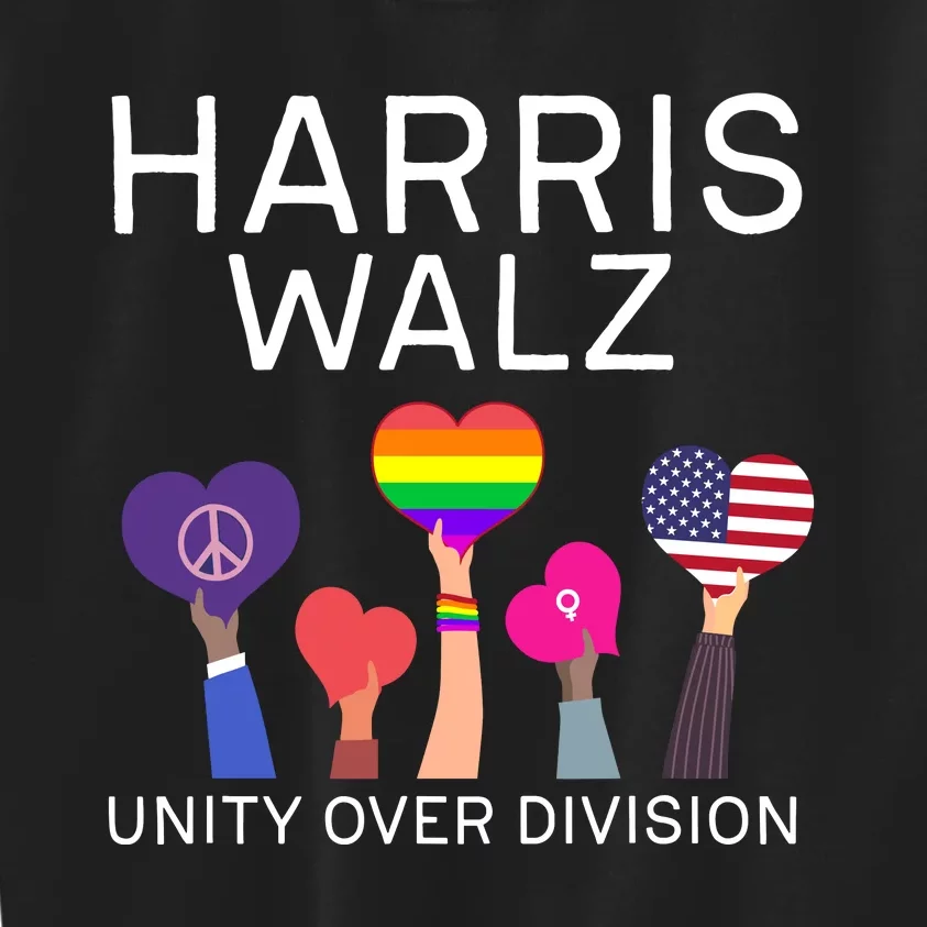 Harris Walz 2024 Unity Over Division Harris Walz 2024 Kids Sweatshirt