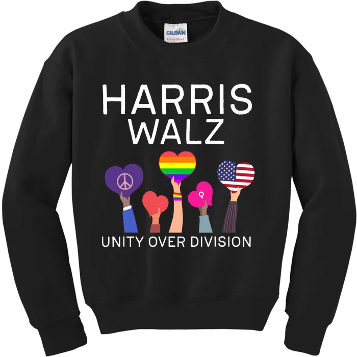 Harris Walz 2024 Unity Over Division Harris Walz 2024 Kids Sweatshirt