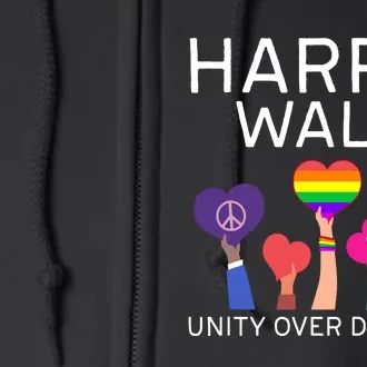 Harris Walz 2024 Unity Over Division Harris Walz 2024 Full Zip Hoodie