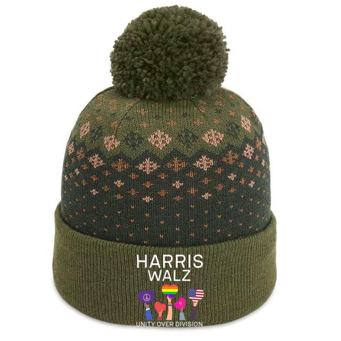 Harris Walz 2024 Unity Over Division Harris Walz 2024 The Baniff Cuffed Pom Beanie