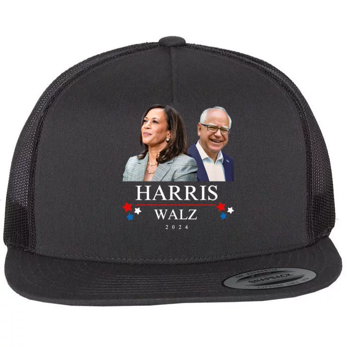 Harris Walz 2024 President Election Kamala Harris Tim Waltz Flat Bill Trucker Hat