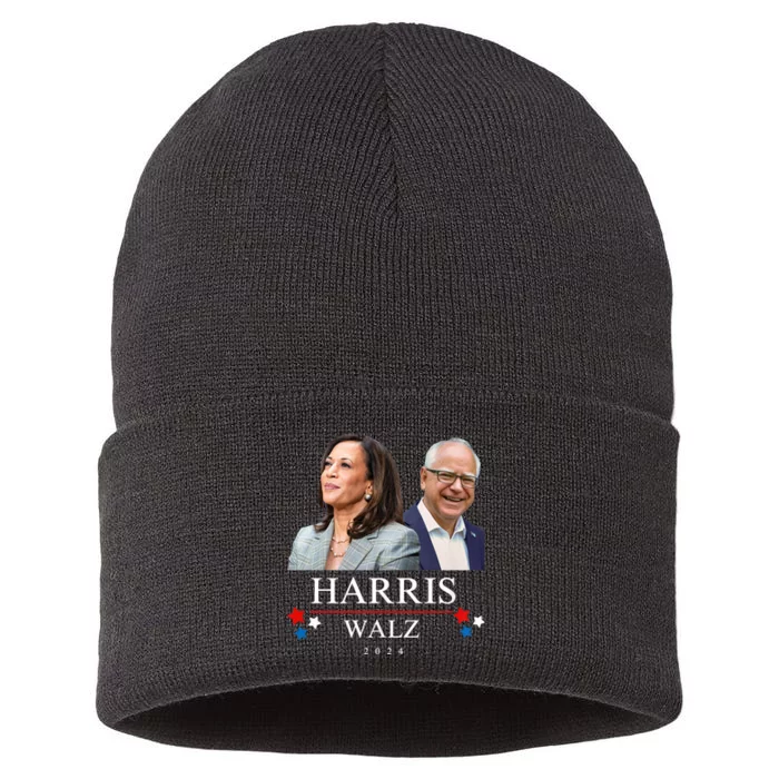 Harris Walz 2024 President Election Kamala Harris Tim Waltz Sustainable Knit Beanie