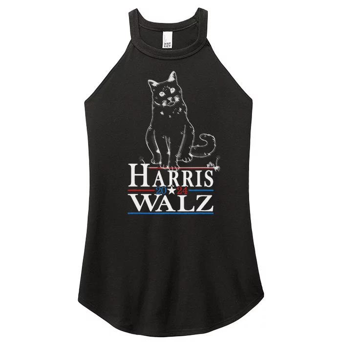 Harris Waltz 2024 Election Funny Cat Kamala Harris Tim Walz Women’s Perfect Tri Rocker Tank