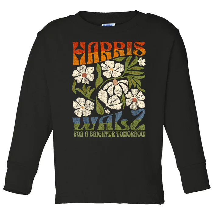 Harris Waltz 2024 For A Brighter Tomorrow Boho Aesthetic Toddler Long Sleeve Shirt