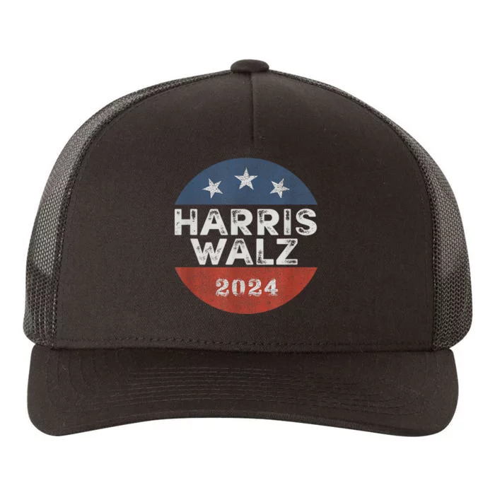 Harris Waltz 2024 For President Retro Button Election Yupoong Adult 5-Panel Trucker Hat