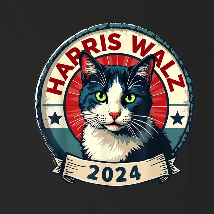 Harris Walz 2024 Funny Cat Election Kamala Harris Tim Waltz Toddler Long Sleeve Shirt