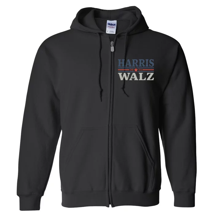 Harris Walz 2024 Election Kamala Harris Tim Waltz 2024 Full Zip Hoodie