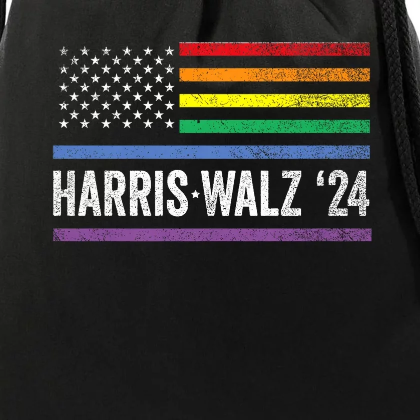 Harris Walz 2024 Election Kamala Tim Waltz American Lgbt Drawstring Bag