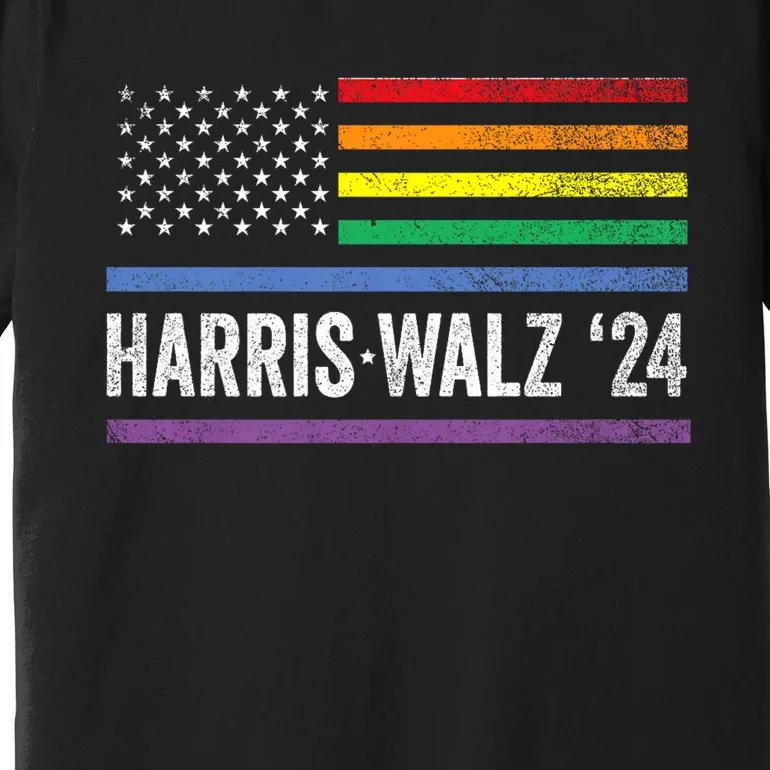 Harris Walz 2024 Election Kamala Tim Waltz American Lgbt Premium T-Shirt