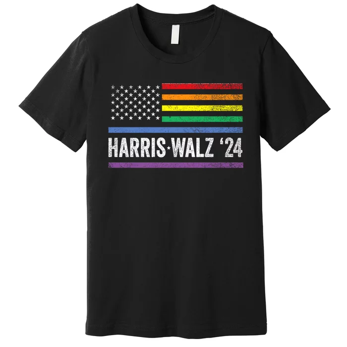 Harris Walz 2024 Election Kamala Tim Waltz American Lgbt Premium T-Shirt