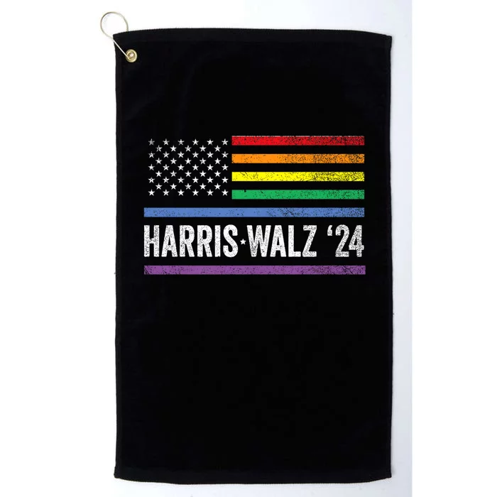 Harris Walz 2024 Election Kamala Tim Waltz American Lgbt Platinum Collection Golf Towel