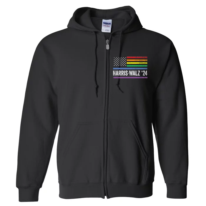 Harris Walz 2024 Election Kamala Tim Waltz American Lgbt Full Zip Hoodie