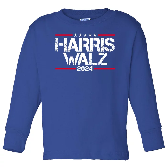 Harris Walz 2024 Vintage Eleciton Toddler Long Sleeve Shirt