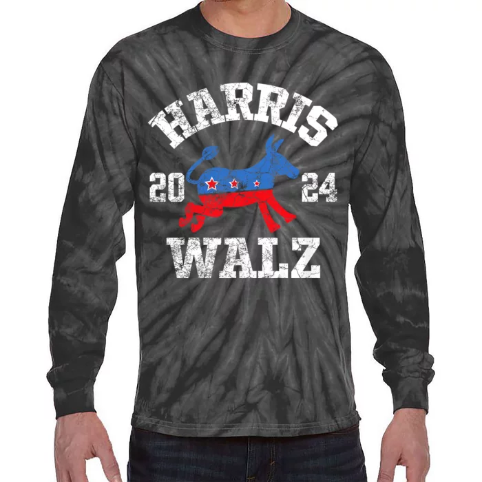 Harris Walz 2024 Election Kamala Harris Tim Waltz 2024 Tie-Dye Long Sleeve Shirt