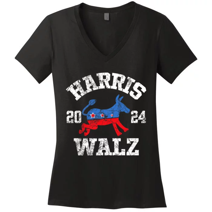 Harris Walz 2024 Election Kamala Harris Tim Waltz 2024 Women's V-Neck T-Shirt