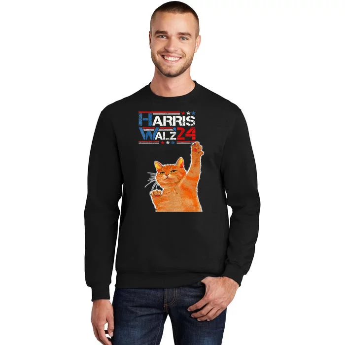 Harris Waltz 2024 Cat Funny Vp Vice President Election Tall Sweatshirt