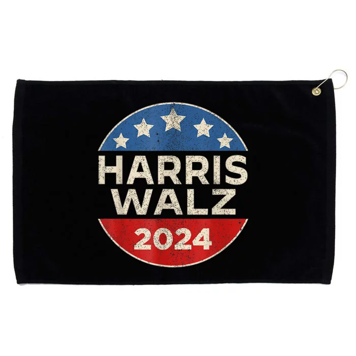 Harris Walz 2024 Kamala Harris Tim Waltz Vintage Retro Button Election Apparel Grommeted Golf Towel