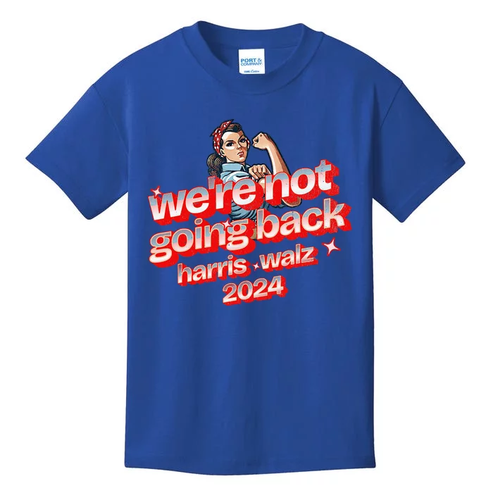 Harris Waltz 2024 WeRe Not Going Back President Kamala Tim Kids T-Shirt