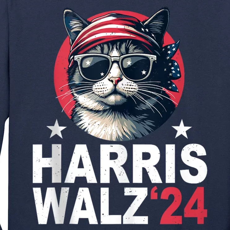 Harris Waltz 2024 Cat Lady Kamala Harris Tim Walz Waltz Tall Long Sleeve T-Shirt