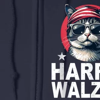 Harris Waltz 2024 Cat Lady Kamala Harris Tim Walz Waltz Full Zip Hoodie