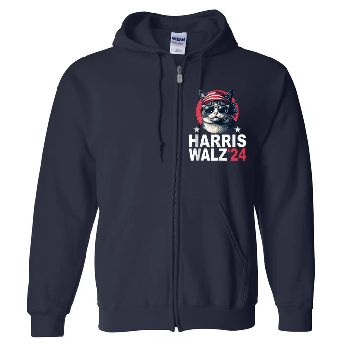 Harris Waltz 2024 Cat Lady Kamala Harris Tim Walz Waltz Full Zip Hoodie