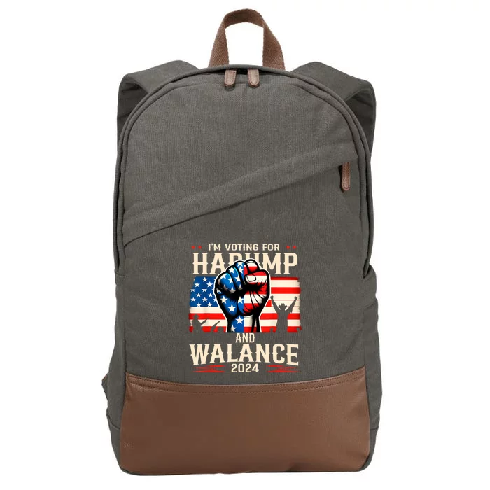 Harump Wallace 2024 Harris Trump Walz Vance America Flag Design Cotton Canvas Backpack