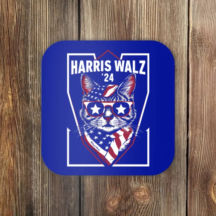 Harris Walz 2024 Funny Cat Funny Gift Coaster