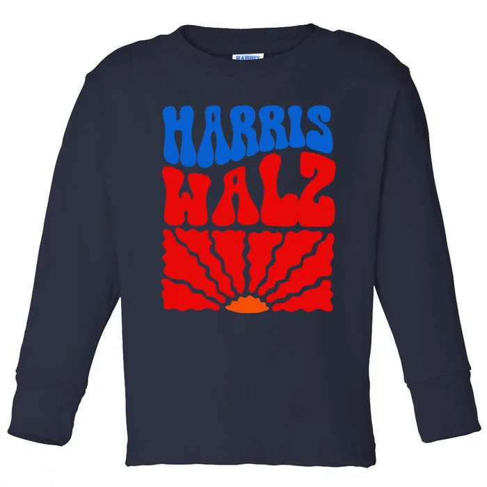 Harris Walz 2024 Election Kamala Harris Tim Waltz Campaign Toddler Long Sleeve Shirt