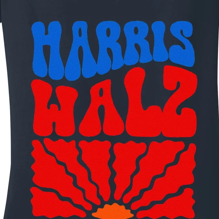 Harris Walz 2024 Election Kamala Harris Tim Waltz Campaign Women's V-Neck T-Shirt