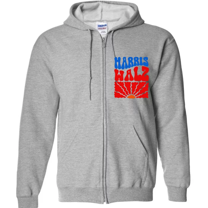 Harris Walz 2024 Election Kamala Harris Tim Waltz Campaign Full Zip Hoodie